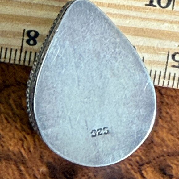 Vintage Silver Filigree Teardrop Trinket Box With Turquoise +  Amethyst - Picture 10 of 10